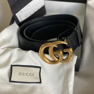 Gucci Leather Black Belt with Double G Buckle